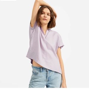 EVERLANE Linen Split-Neck Top